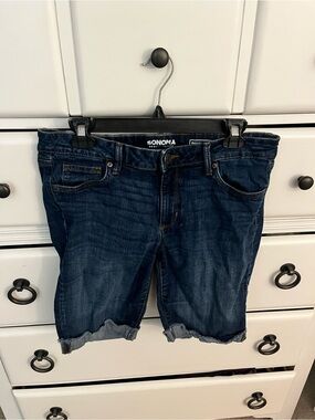 Sonoma Skinny Bermuda Jeans in Dark Blue Indigo